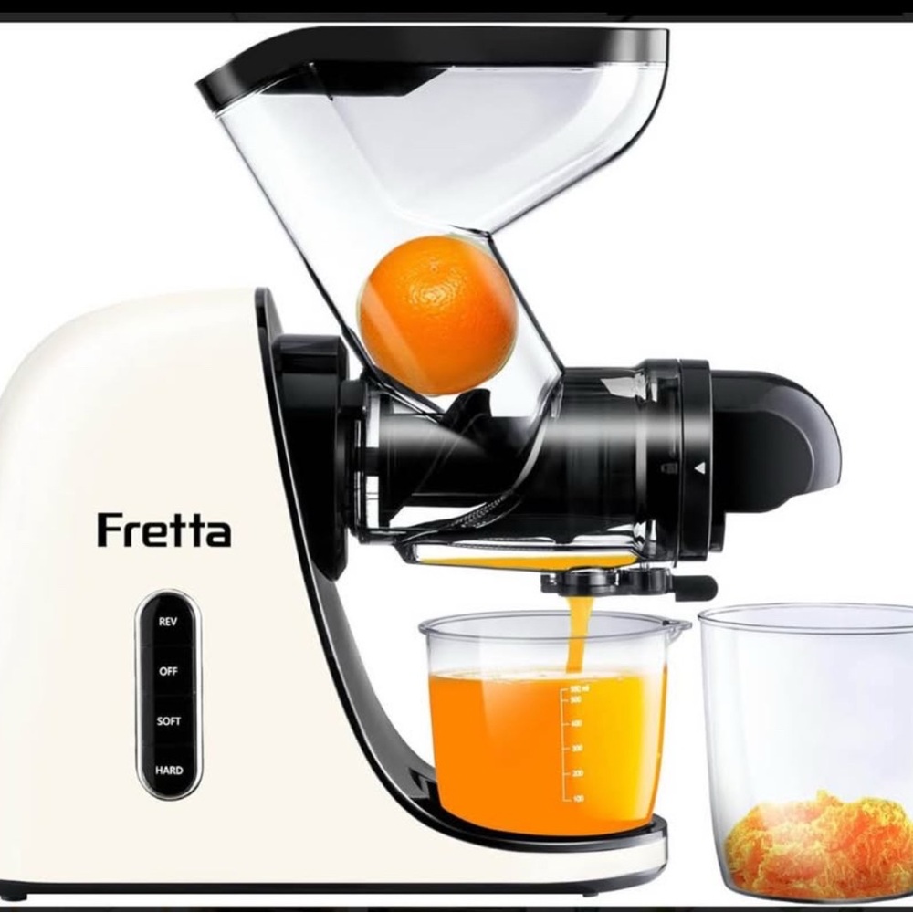 NEW Fretta Cold Press Juicer, Masticating Slow Juicer, Fruit and Vegetable Juice